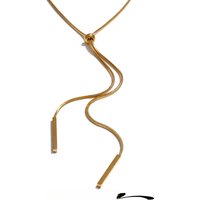 Yhpup 80+5cm Stainless Steel Adjustable Exquisite Sweater Chain Smooth Necklace for Women Minimalist Collar Fashion PVD Jewelry