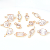 (6702) 10PCS 7MM 6MM 24K Gold Color Brass with Zircon Multiple Styles Charms Pendants High Quality DIY Jewelry Making Findings