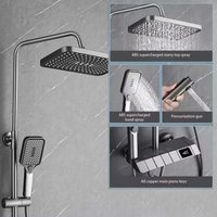 Inteligentny zestaw kranów prysznicowych z cyfrowym wyświetlaczem, styl pianino, system prysznicowy z efektem deszczu, szary, cyfrowy mieszalnik, bidet.