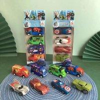 4pcs Spiderman Car Toys Cartoon Captain America Hulk Ironman Anime Figure Truck Pull-back Vehicle Boys Kids Toy Birthday Gifts