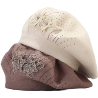 Autumn and Winter Floral Cotton Buckle Beret Painter Hat Octagonal Hat Women and Girl 14