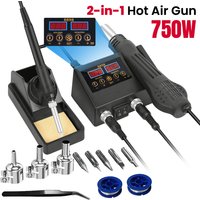 Stacja lutownicza 2 w 1 z cyfrowym wyświetlaczem, pistolet na gorące powietrze, do naprawy telefonów komórkowych, BGA, SMD, PCB, IC, narzędzia do lutowania.