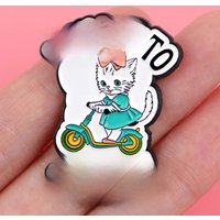 Cute Cat Enamel Pins Cartoon Girl Brooches Badge Quotes Lapel Pin For Backpack Clothes Accessories Fashion Jewelry Birthday Gift