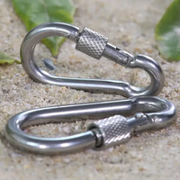 M6/M8/M10 304 Silver Stainless Steel Lock Ring Safety Snap Hook Carabiner Spring Snap Quick Link Outdoor Climbing Gear Equipment
