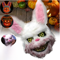 Halloween Cosplay Party Luminous LED Light Face Mask Make-up Horror Rabbit Bear Mask Headgear Cartoon Animal Carnival Head Cover