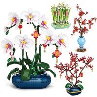 orchid Flower Bouquet Building peach blossom Blocks Plum Peach Narcissus Bonsai Potted Plant Home Decor Toy Valentine's Day gift