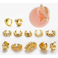 1PC New Vintage Gold Color Leaves Ear Cuff Non-Piercing Fake Cartilage Clip Earrings For Women Men Creative Trend Jewelry