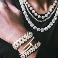 New 19mm Two Tone Cuban Link Bracelet Micro Pave AAA Cubic Zircon Chain Bangle 3 Row Iced Out Bling Charm Hip Hop Men Jewelry