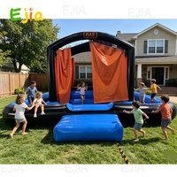 20FT Inflatable Pool Bar with Tent & Curtains, 6m Large Floating Island Portable Water Bar for Adults & Family Backyard Party