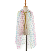 New Colourfu Flower Girls Cloak Fairy Lace Embroidered Cloak Children's Mesh Princess Cape Shawl Birthday Party Kids Clothes