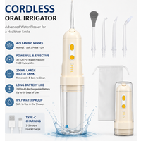Portable Cordless Oral Irrigator Water Flosser 200ml Water Tank 4 Modes IPX7 Waterproof USB-C Rechargeable With Tongue Cleaning