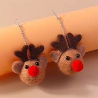Fashion Christmas Deer Drop Earrings Cute Animal Dangle Hooks Earrings Women Girl New Year Party Holiday Jewelry Decoration