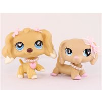 2 pcs Minilpsshop Lovely Pet Shop Dachshund 909 Cocker Spaniel 748 with Accessories Kids Gift for lps