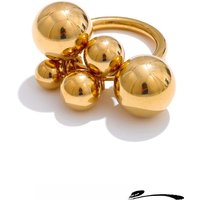 Yhpup 6789# Stainless Steel Beads Ball Handmade Ring Rust Proof 18K PVD Plated Personalized Trendy Charm Finger Jewelry 2025