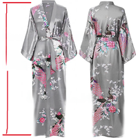 Women Long Robe Kimono Bathrobe Gown with Pockets Sexy Wedding Bride Bridesmaid Dressing Gown Oversize Satin Homewear Loungewear
