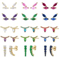 925 Sterling Silver Ear Needle Water Drop Stud Earrings Blue/White/Purple/Green Zircon Small Earrings For Women Korean Jewelry