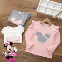 New Anime Disney Long Sleeved Base Shirt Kawaii Minnie Mouse Children's Top Cartoon Minnie Spring Autumn Clothing Kids Gifts