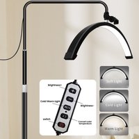 Lampe de sol LED pour soins esthétiques avec support pour téléphone, température de couleur 3 tons, intensité réglable de 0 à 100%, sans scintillement, 1800LM pour extension de cils, tatouage,