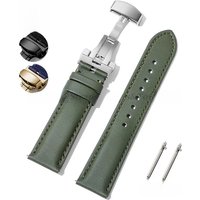 Sailcloth Nylon+Leather Watchband for Omega for Huawei Watch Business Watch Band 20mm 22mm Butterfly Buckle Stitching Green Belt