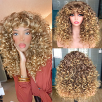 Red Brown Copper Ginger Short Curly with Bangs Synthetic Wigs for Women Natural Wave Wigs Heat Resistant HIHOO Hair Cosplay Hair