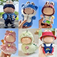 Cute Mini Plush Doll'S Clothes Outfit Only Clothing Accessories For 17cm Labubu Dolls Sweater Hoodie Clothing DIY Kids Gifts