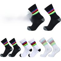 AliExpress NONE 4 pairs of breathable multi-color striped men and women cycling socks, road cycling outdoor running competition socks