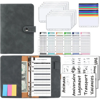 2024 A6 PU Leather Budget Binder Notebook with 6 Pieces Cash Envelopes Set Binder Pockets Money Budget Saving Bill Organizer