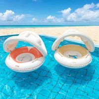 1PC Inflatable Pool Float Seat With Canopy Backrest Handles PVC Swim Ring for Beach Pool Summer