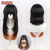 Coolwig Synthetic Hair Amo Empool Cosplay Wigs Gachiakuta Amo Empool 70cm Straight Black Mixed Orange Brown Wig Heat Resistant