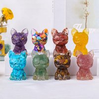 AliExpress Runyangshi 1PC Natural Crystal Gravel Stone Little Dog Statue Dropper resin Reiki Stone Figurine Amulet Fengshui Sculpture