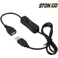 STONEGO USB Switch Extension Cable Support Data Transmit and Power Supply with On/Off Power Switch for LED Strips, USB Devices