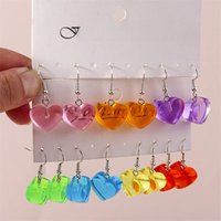 Cute Candy Color Resin Love Heart Earrings for Women Girls Drop Dangle Earrings Party Festival Jewelry Gift