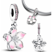 925 Sterling Silver Cherry Blossom Pendant for Original Snake Chain Bracelet DIY Delicate Pendant Necklace Jewelry Making Gift