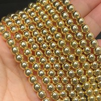 2-12mm Natural Gold Plated Hematite Stone Beads Smooth Round Loose Spacer Beads For Jewelry Making Diy Bracelet Necklace 15"Inch