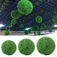 1Pc Fake Green Leaves Sphere Artificial Plant Topiary Ball Faux Boxwood Ball UV Resistant Garden Fake Green Leaves Sphere Decor