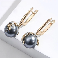 ARAVANT 925 Silver 18K Gold Black Pearl Long Dangle Earring For Women Fashion Jewelry Gift