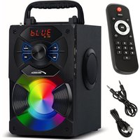 Tragbarer Bluetooth-Lautsprecher 2.1 Audiocore AC730 SD-Radio MMC Aux-In USB-Beleuchtung Fernbedienung Antenne Mikrofonanschluss