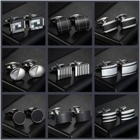 New High Quality Rectangle Enamel Copper Material Square Cuff Fashion Men's French Shirts Cufflinks wholesale Father's Day Gift