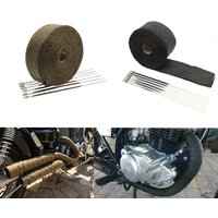 AliExpress PowerMotor Motorcycle Exhaust Thermal Tape Sports Muffler Wrap 5cm 5M 10M 15M Heat Shield Resistant Heat with Stainless Ties Dirt Bike Car