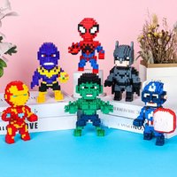 Super Hero Iron Man Thanos Micro Building Blocks Batman Spider-Man Model Hulk Mini Brick Captain America Toys For Christmas Gift