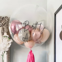 1Pcs 36inch Bubble Balloon with Customize Sticker Rose Silver Gold Name Custom Stickers for Birthday Wedding Baby Shower Decor