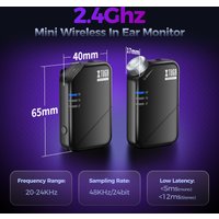 Wireless in Ear Monitor System J02s 2.4G Mini Stereo IEM System Low Latency One Transmitter More Receiver Stage Singer