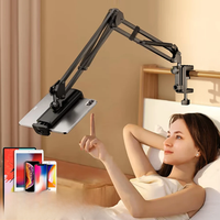 Universal Tablet Stand Clip Lazy Bracket Flexible Articulating Aluminum Arm Phone Mount Tablet Holder For All 4-11 Inch Device