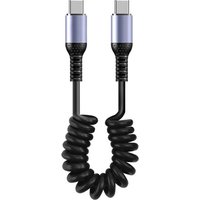 100W Car Spring Data Cable Telescopic Type C to Type C Fast Charging Cable For iphone 15 Samsung Xiaomi Huawei