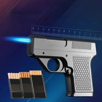 HOT SALE Clip Gun Type Butane Gas Lighter Three Capacity Cigarette Holder Windproof Jet Blue Flame Lighters Men's Gifts (NO GAS)