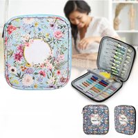 1pc Floral Hand Knitting Kit Crochet Hook Zip Waterproof Storage Bag DIY Printing Storage Bag Jumper Needle Set Storage Bag