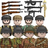 New Kids Toys WW2 Building Blocks 4 Side Printed US UK France Soldiers Mini Action Figures Medal Toys For Kids Christmas Gifts