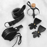 6pcs Viking Cosplay Sets Potion Bottles with Corks Knight Belt Embossed Drawstring Waist Bag Halloween Costume Accessories