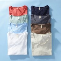 2026 Brand New Mens T-shirt Bamboo Cotton Thin Breathable Slim Men T Shirt Casual Solid Color Short Sleeve Tops Tees for Male