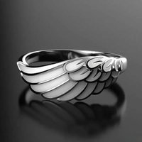 Gorgeous Silver Color Wing Geometry Ring for Women Fashion Metal Inlaid Ring Jewelry